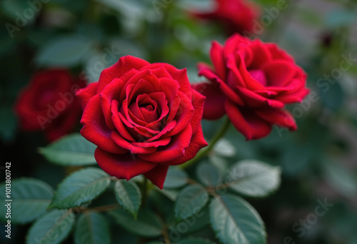 Red roses in garden
