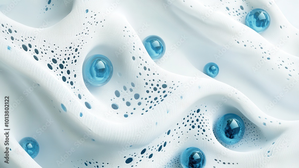Close-up of textured spheres floating over a smooth white mesh surface, evoking themes of fabric, technology, or cleanliness.
Close-up of textured spheres floating over a smooth white mesh surface, evoking themes of fabric, technology, or cleanliness.