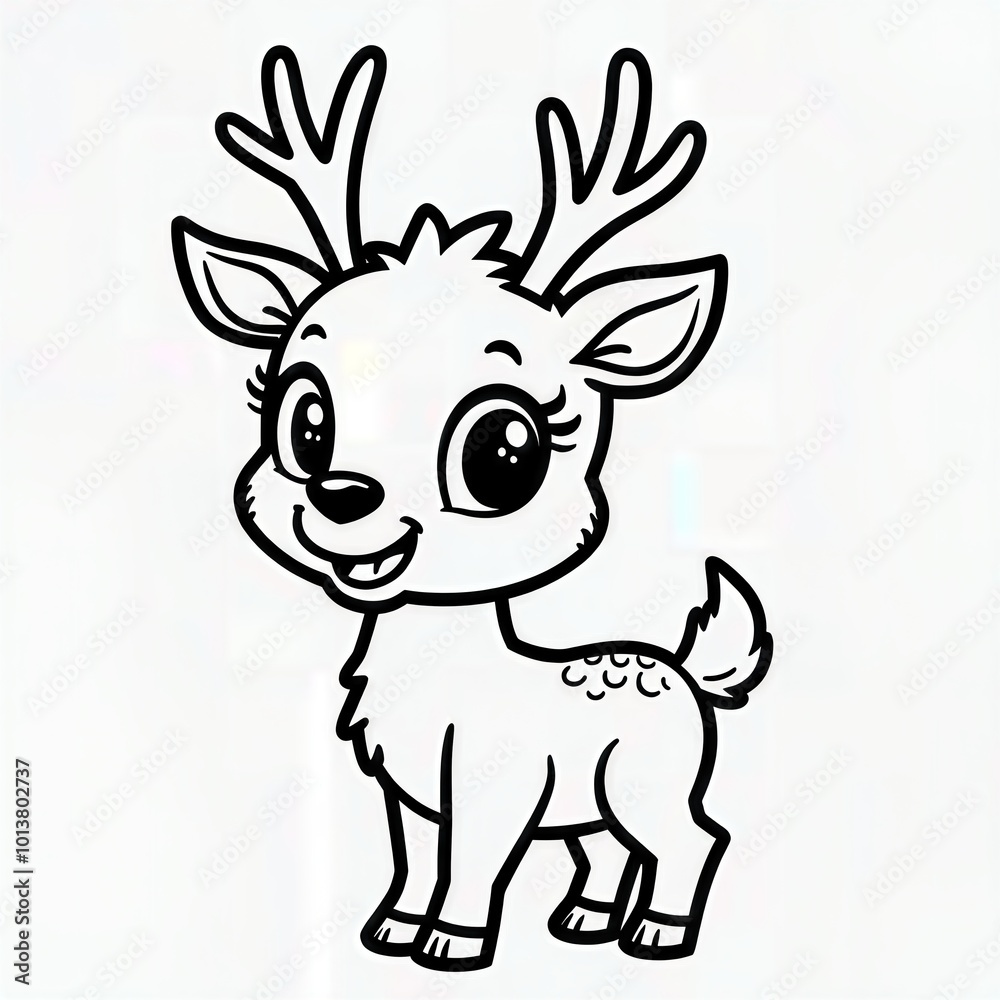 Fototapeta premium Baby Reindeer Coloring Page