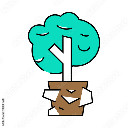 tree plant in house line icon vector. tree plant in house sign. isolated symbol illustration