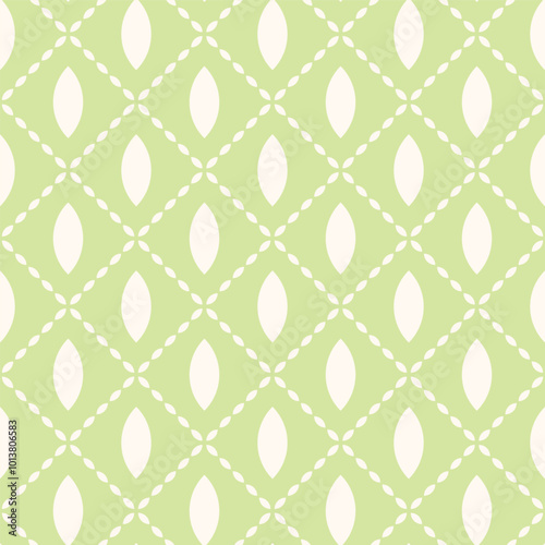 Cute Pastel Green Leaf Minimal Geometric Seamless Vector Repeat Pattern