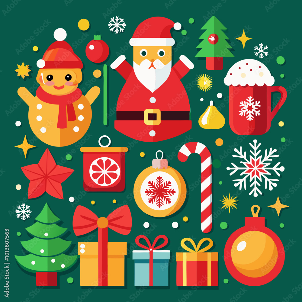 set of christmas elements vector set of christmas elements vector