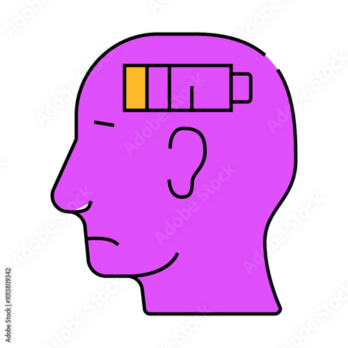 lack of strength neurosis, low battery line icon vector. lack of strength neurosis, low battery sign. isolated symbol illustration