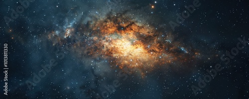 Galactic Core Bursting with Star Clusters, 4K hyperrealistic photo