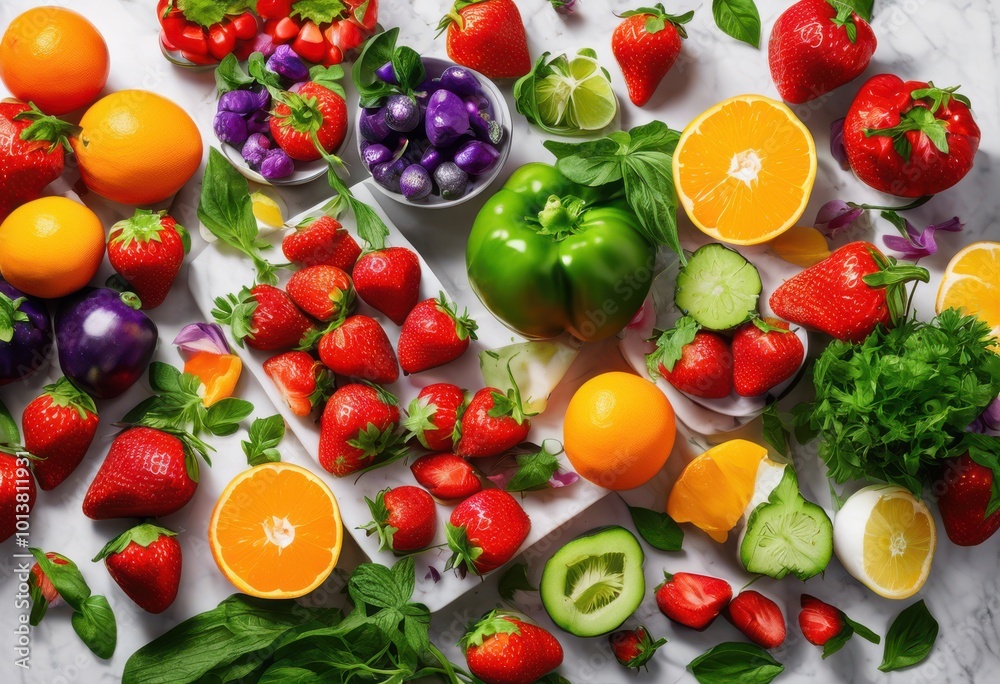 captivating colorful food flat lay design ideal digital applications featuring bright arrangement fresh ingredients, aesthetic, appetizing, background, bowls captivating colorful food flat lay design ideal digital applications featuring bright arrangement fresh ingredients, aesthetic, appetizing, background, bowls