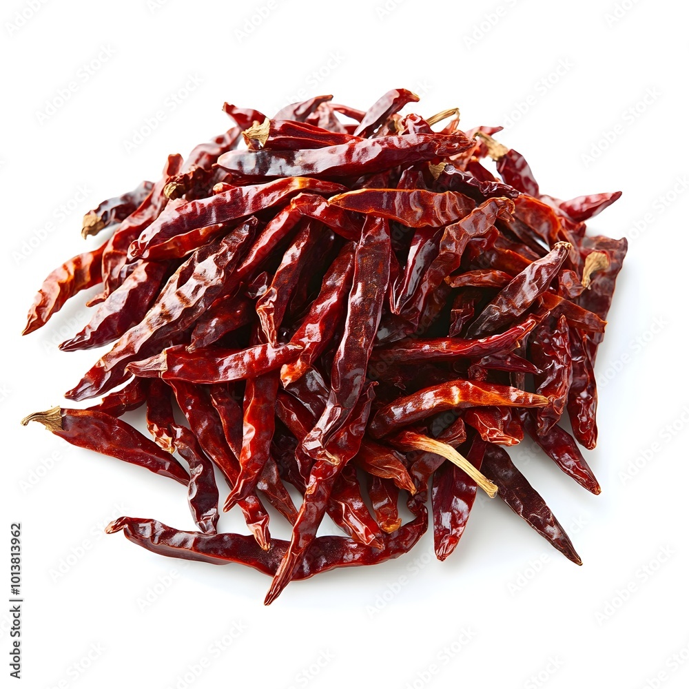 A Mound of Dried Red Chili Peppers with a Rustic Texture on a Background