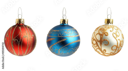 Christmas Baubles Isolated on White Background, Simple Vector, PNG File with Transparent Background