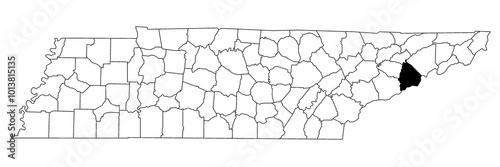 Obraz na płótnie Map of cocke County in Tennessee state on white background