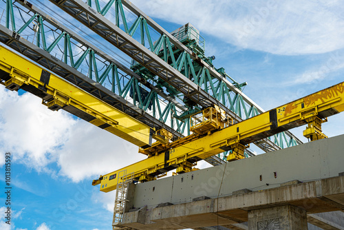 Crane truck construction in Miami Florida.
