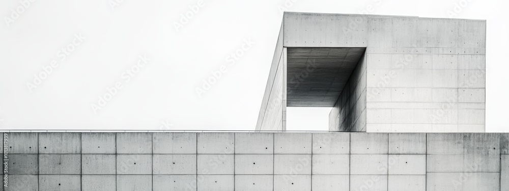 Obraz premium Abstract minimalist cityscape featuring geometric building shapes, emphasizing simplicity and form in urban design