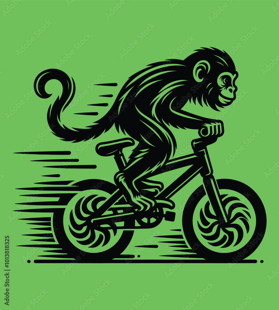 Monkey cycling silhouette vector illustrations Monkey cycling silhouette vector illustrations