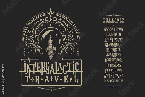 Font Intergalactic Travel. Typeface design.