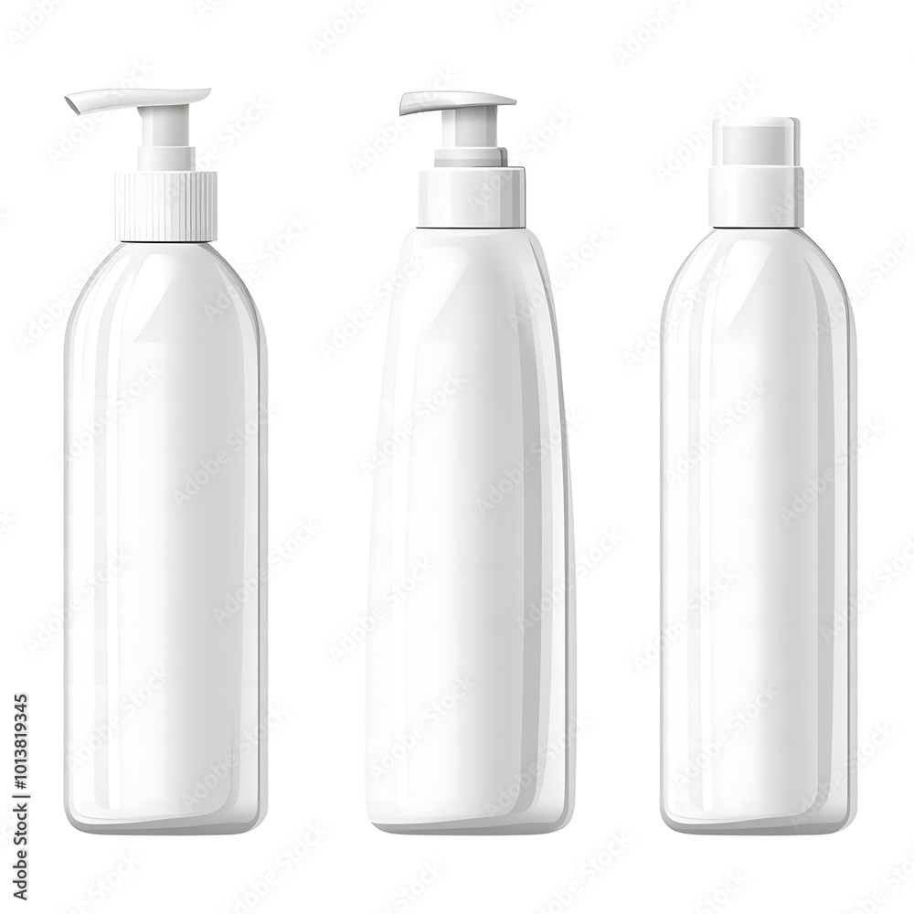 Vector set of white blank plastic cosmetic bottles mockups design and jars for shampoo, body wash, or other beauty products on an isolated background design Vector set of white blank plastic cosmetic bottles mockups design and jars for shampoo, body wash, or other beauty products on an isolated background design