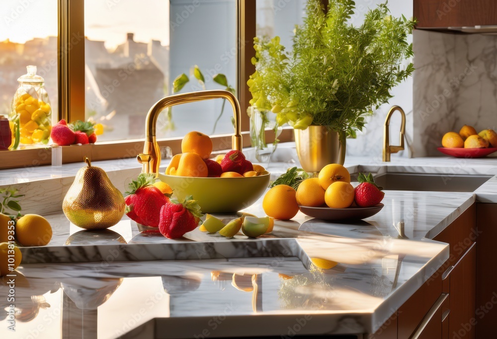colorful whimsical ingredients artfully assembled sleek sophisticated kitchen countertop visual culinary experience, decor, design, elegance, sophistication colorful whimsical ingredients artfully assembled sleek sophisticated kitchen countertop visual culinary experience, decor, design, elegance, sophistication