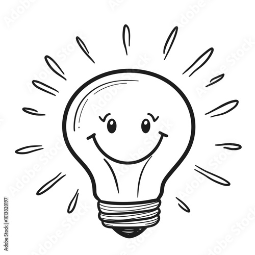 kawaii light bulb coloring book page for kids