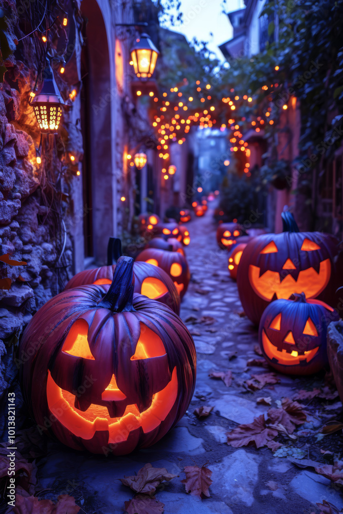 Pumpkins lit up for halloween Pumpkins lit up for halloween