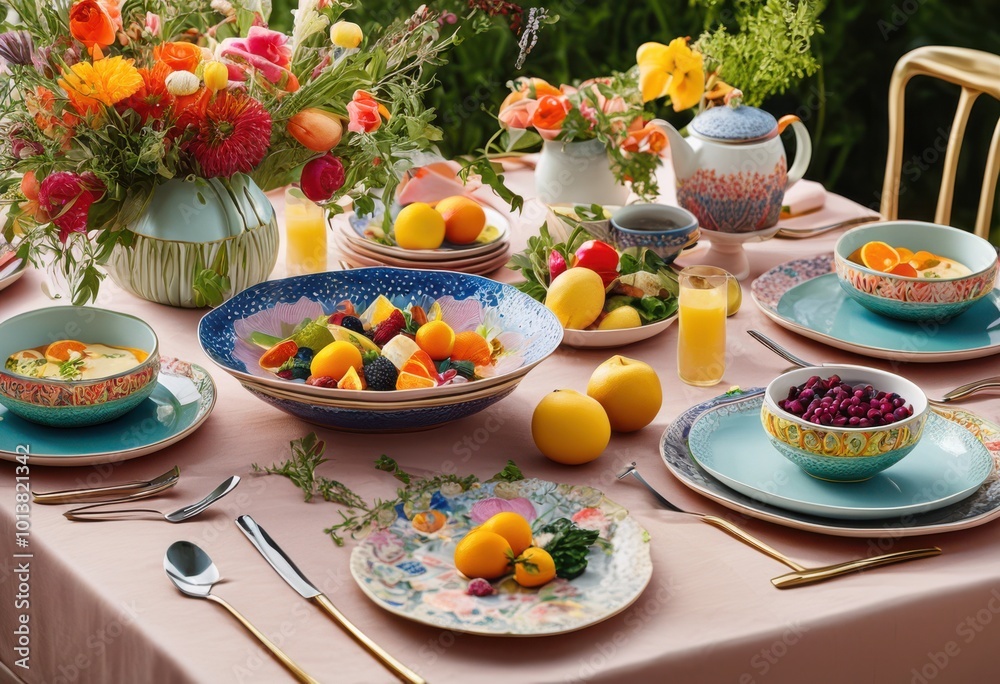 colorful allergy friendly meals displayed vibrant table setting featuring fresh bright charming utensils, plate, bowl, vegetable, fruit, garnish, decor colorful allergy friendly meals displayed vibrant table setting featuring fresh bright charming utensils, plate, bowl, vegetable, fruit, garnish, decor