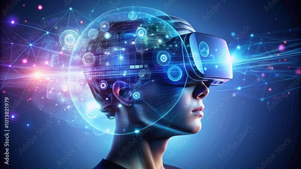 Augmented Reality Headset User with Digital Silhouette