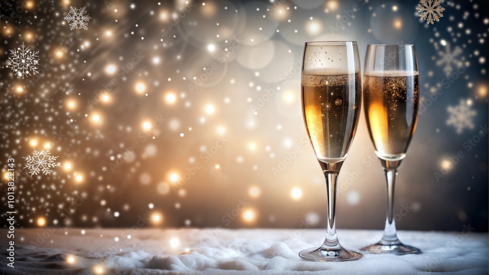 Glasses of champagne on christmas background Glasses of champagne on christmas background