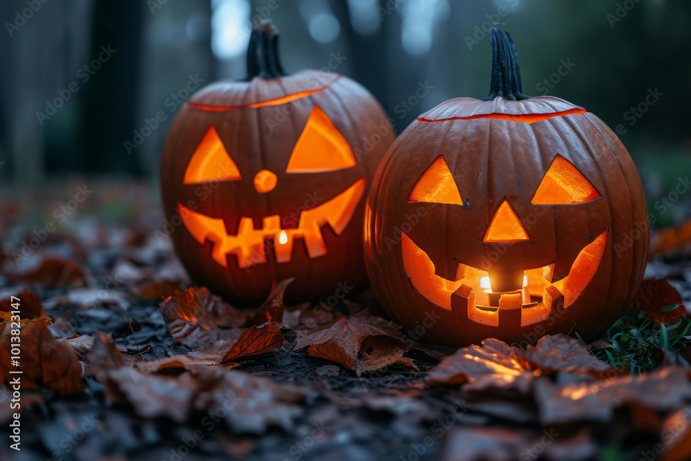 Pumpkins lit up for halloween Pumpkins lit up for halloween