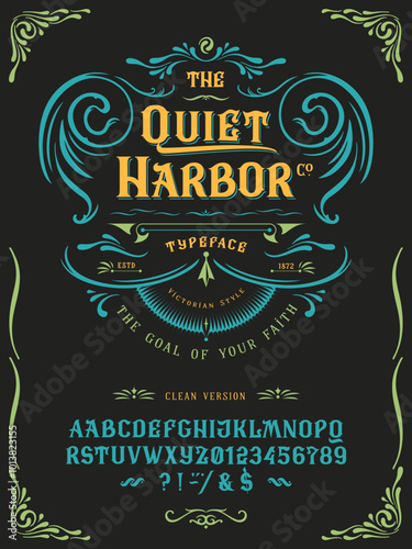 Font The Quiet Harbor. Vintage design.