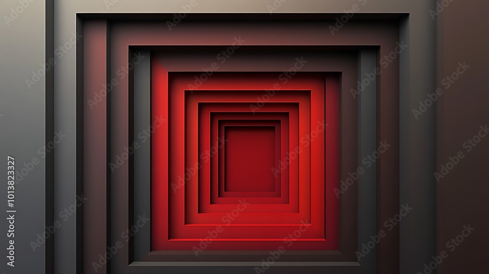 Abstract red and grey geometric pattern with a receding perspective, creating an illusion of depth. Abstract red and grey geometric pattern with a receding perspective, creating an illusion of depth.