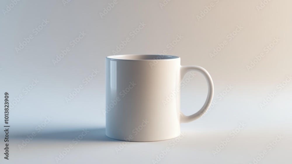 Obraz premium High-resolution mockup of a white ceramic coffee mug against a plain white backdrop, ideal for branding designs or product display.
