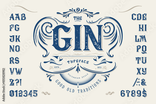 Font The GIN. Craft vintage typeface design. 