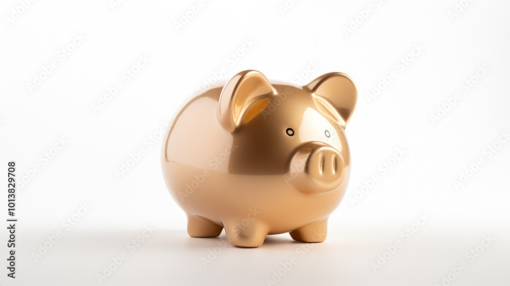 Golden Yellow Piggy Bank on a white background. Neural network ai generated art Golden Yellow Piggy Bank on a white background. Neural network ai generated art