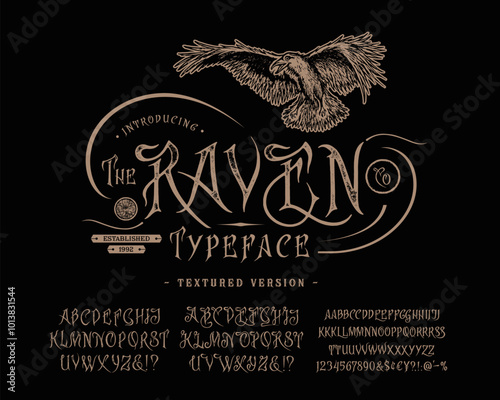 Font The Raven. Vintage typeface design.