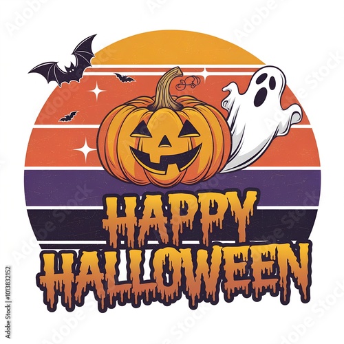 halloween pumpkin and bats