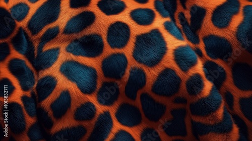 Detailed leopard fur texture with bold orange and black pattern. Vibrant and striking animal print, modern design inspiration.