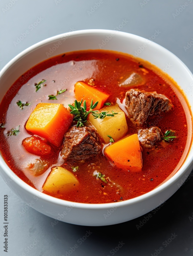 Hearty Savory Beef Stew with Vegetables in Bowl Hearty Savory Beef Stew with Vegetables in Bowl