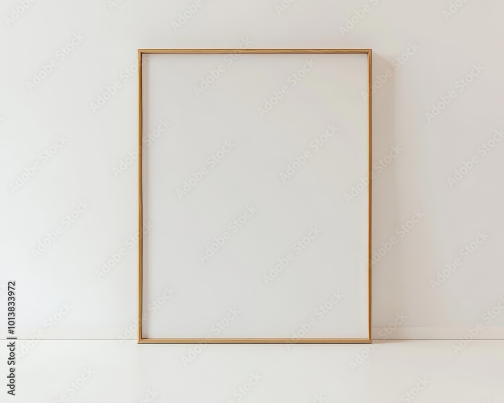 An empty, minimalistic white frame against a clean wall highlights simple elegance and serene, open space aesthetics. An empty, minimalistic white frame against a clean wall highlights simple elegance and serene, open space aesthetics.
