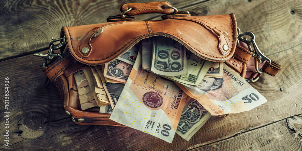 A stack of $100 bills, dotted with crimson spots, revealing their origin: a bank heist. A stack of $100 bills, dotted with crimson spots, revealing their origin: a bank heist.