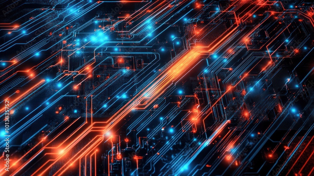 Abstract Circuitry: A Symphony of Neon Lights Abstract Circuitry: A Symphony of Neon Lights