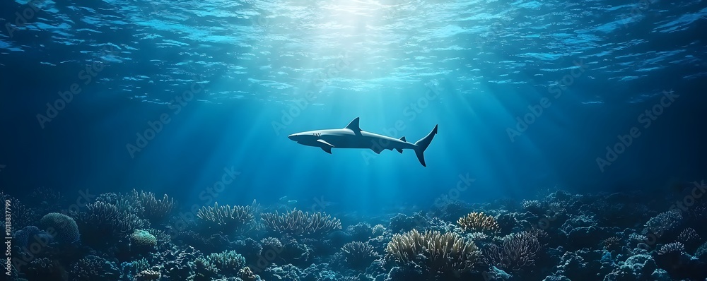 Shark Lurking in Shadows Beneath Coral Reef - Encounter the Thrill of the Oceans Depths Where Danger Hides and Fear Unfolds in Dark Waters Shark Lurking in Shadows Beneath Coral Reef - Encounter the Thrill of the Oceans Depths Where Danger Hides and Fear Unfolds in Dark Waters