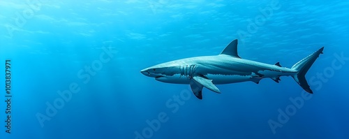 Wallpaper Mural Predatory Shark in the Abyss - Unveiling the Terrifying Depths of the Ocean Trench Where Fear and Mystery Unravel in the Shadows of the Deep Sea Torontodigital.ca