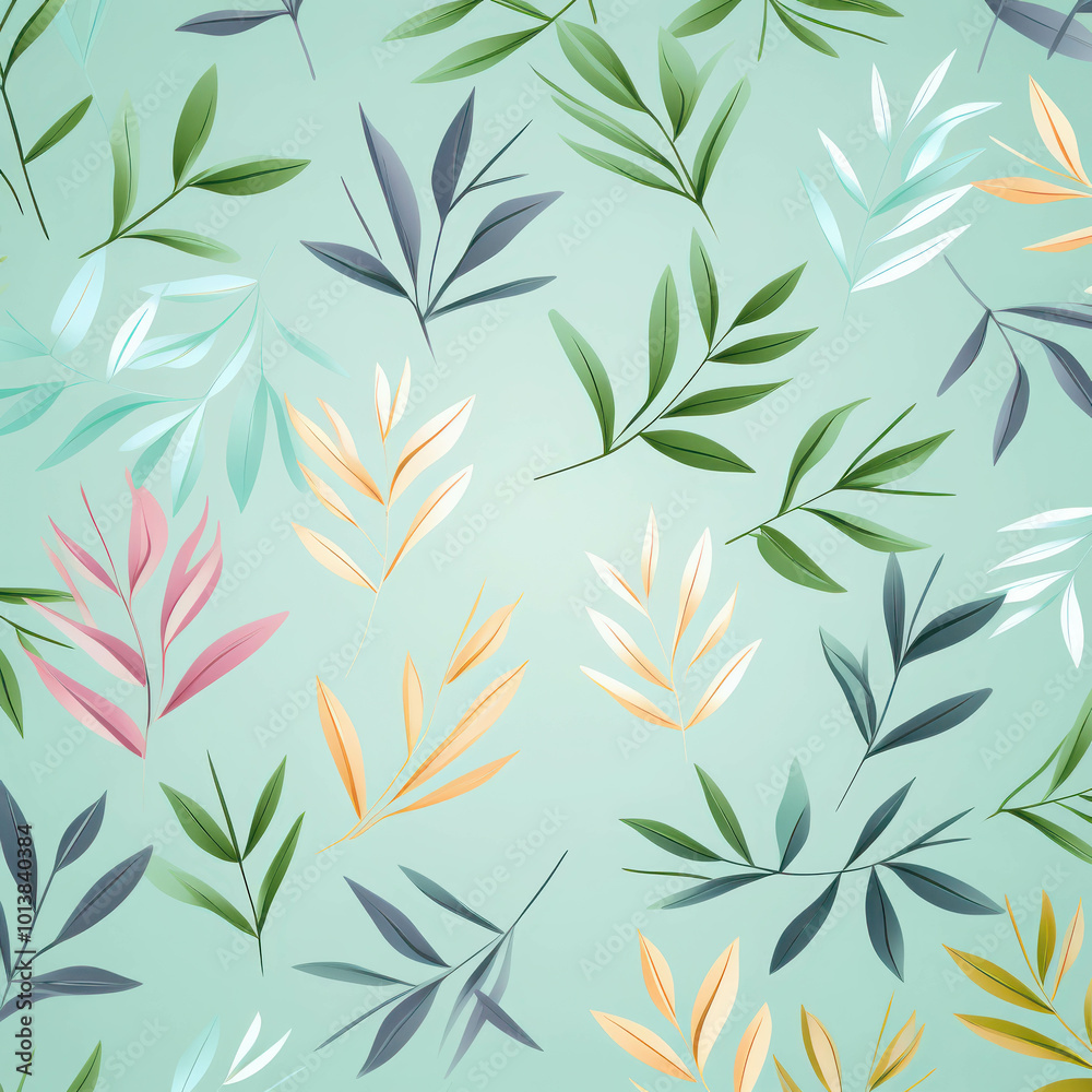 Summer Bamboo Leaves Pattern Design Top View Summer Bamboo Leaves Pattern Design Top View