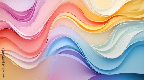Abstract colorful wavy background with gradients and smooth curves.