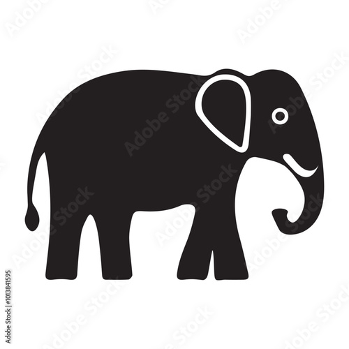 black elephant pictogram, with white background, Vector