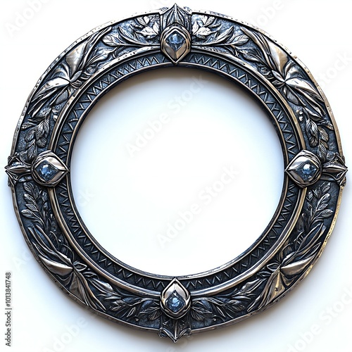 Elegant metallic art deco frame border with intricate symmetrical lines on a solid white background new beautiful stock image illustration AI