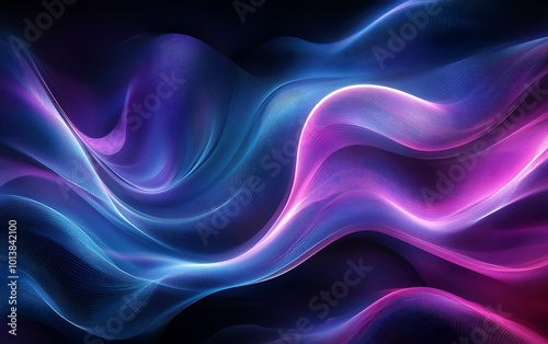 Wallpaper Mural An abstract representation of flowing waves in vibrant blue and pink hues, creating a sense of movement and depth against a dark background. Torontodigital.ca