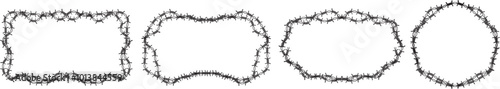 Twisted barbed wire  Steel black wire  fence frames. vector eps10