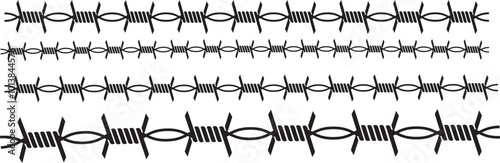 Twisted barbed wire  Steel black wire  fence frames. vector eps10