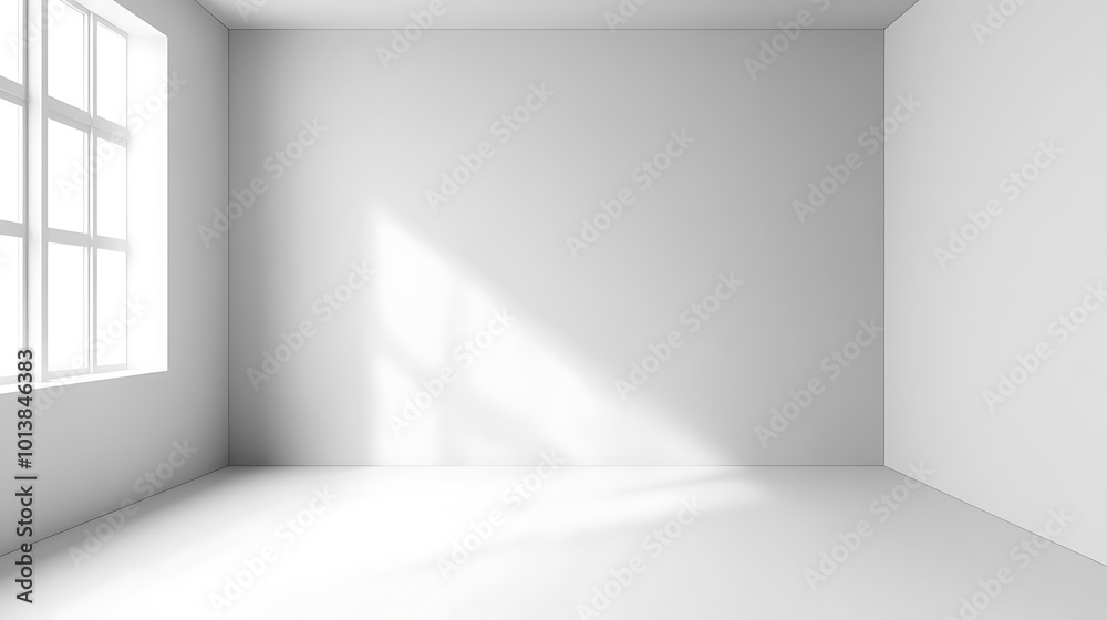 A clean, white room with a window and sunlight streaming in. A clean, white room with a window and sunlight streaming in.