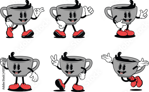 Cartoon Coffe Cup Character Illustrations with Various Styles