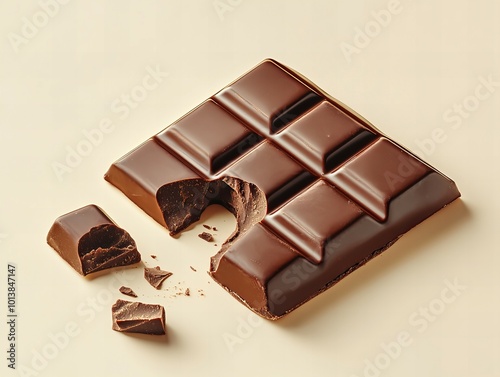 Delicious broken chocolate bar pieces with smooth texture isolated on white background new beautiful stock image illustration AI