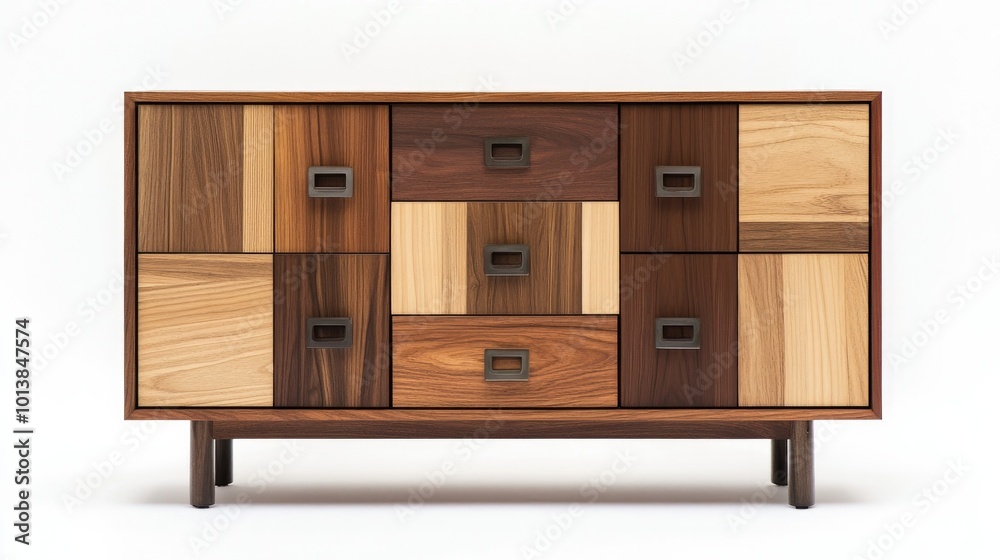 A functional and stylish modular cabinet with natural wood textures and smooth metal handles, set against a bright white background for modern interior design. A functional and stylish modular cabinet with natural wood textures and smooth metal handles, set against a bright white background for modern interior design.