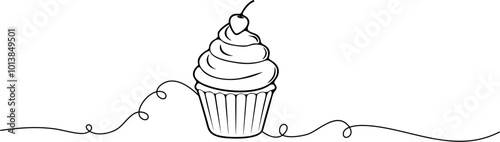 cupcake line art drawing